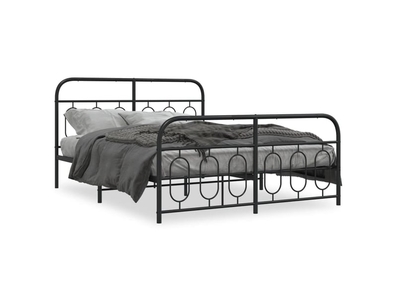  Lit double- lit adulte -  cadre de lit métal sans matelas avec pied de lit noir 140x190cm  - Conforama A
