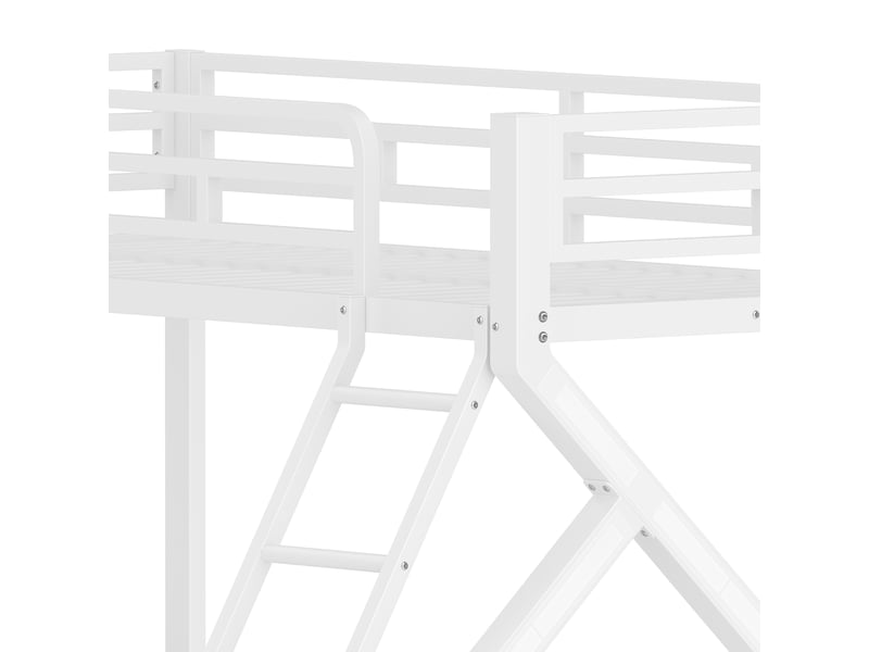 Lit superposé 90 x 200 et 140 x 200 cm avec led, échelle et barrières, métal, blanc C-CRAFTLINK - Conforama E