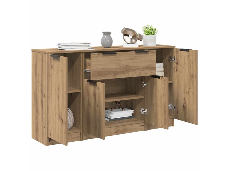  Buffet - bahut - meuble de rangement 3 pc chêne artisanal 120 x 30 x 70 cm bois d'ingénierie  - Conforama C