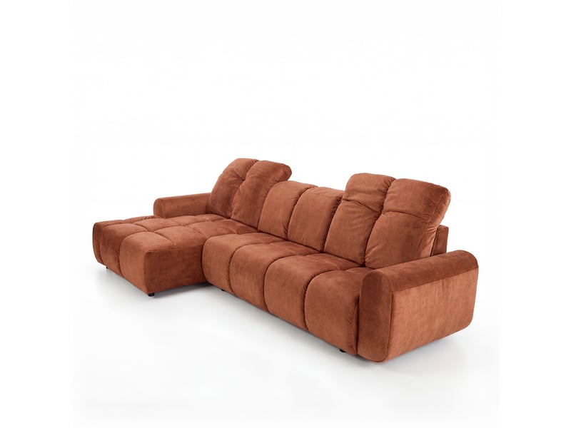  Canapé angle gauche anacapri en velours terracota - 3 places 3CA54.PI.4A.G.21 - Conforama D