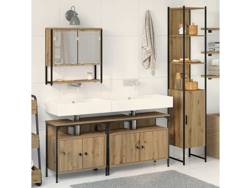  Ensemble de mobilier de salle de bain 4 pièces chêne artisanal cf64545  - Conforama B
