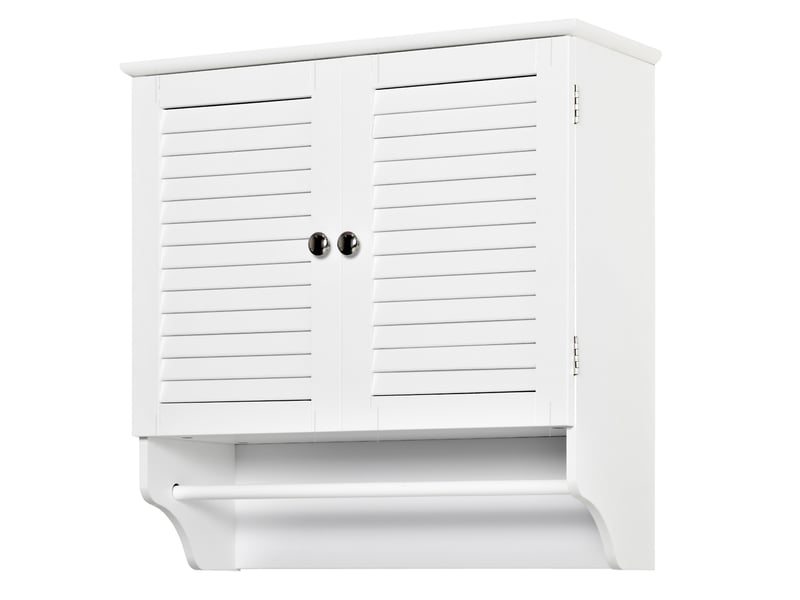  Meuble salle bain mural 2 portes enroulables, étagère intérieure porte-serviettes, 60×23×60cm, blanc, cuisine salle bain  - Conforama B