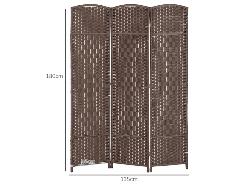  Paravent intérieur en bois 3 panneaux séparateur de pièce pliable pour salon chambre 135 x 180 cm marron  - Conforama C