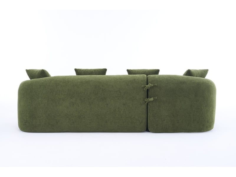 Canapé d'angle modulaire incurvé, chaiselongue gauche et 2 places, revêtement en chenille, vert, pour salon et bureau - Conforama D