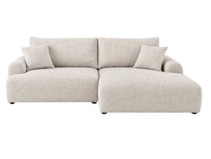 Canapé d'angle réversible convertible CASANOVA 3 places Tissu blanc avec coffre de rangement