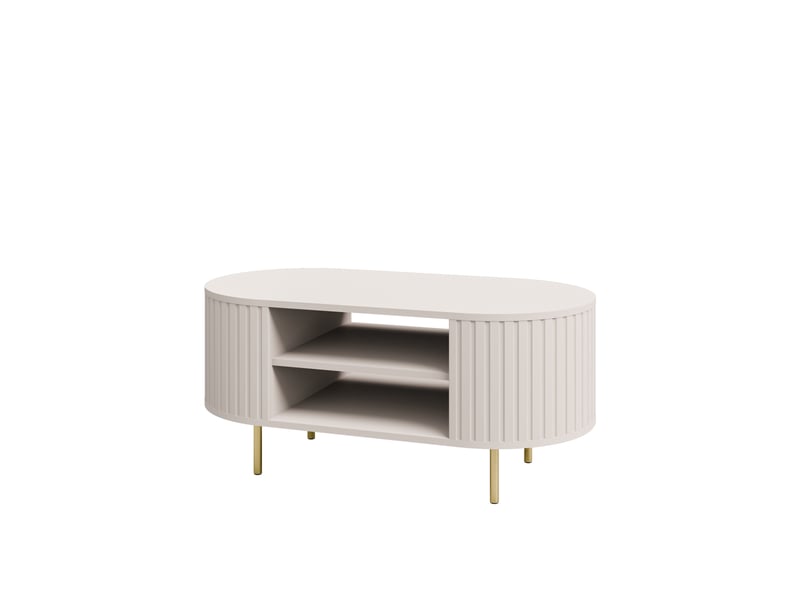  Table basse moderne ovale beige cachemire lilio  - Conforama A