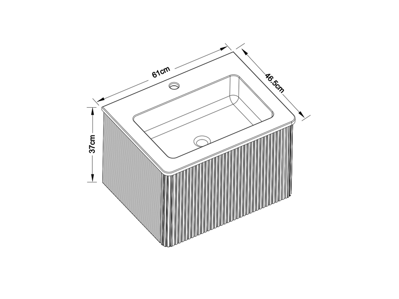  Meuble sous lavabo suspendu avec vasque, tiroir à ouverture par pression - lpospi - façade rainurée mdf, blanc, l 60 cm  - Conforama D