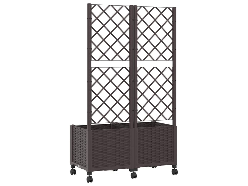Jardinière - bac de jardin avec treillis et roues marron 80 x 40 x 146 cm pp - Conforama E