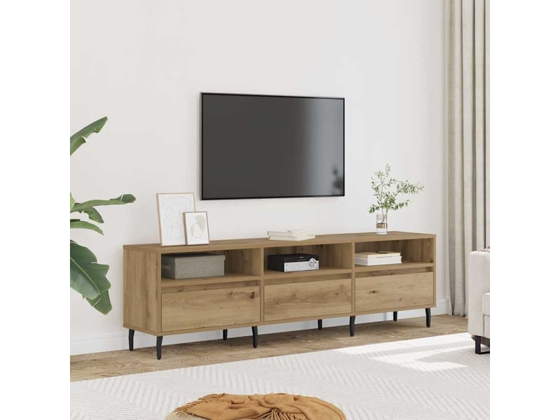  Meuble tv - banc tv - meuble de rangement chêne artisanal 150x30x44,5 cm bois d'ingénierie  - Conforama C