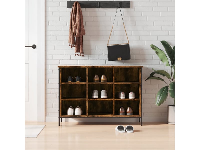  Meuble à chaussures, armoire à chaussures chêne fumé 9 compartiments  - Conforama B