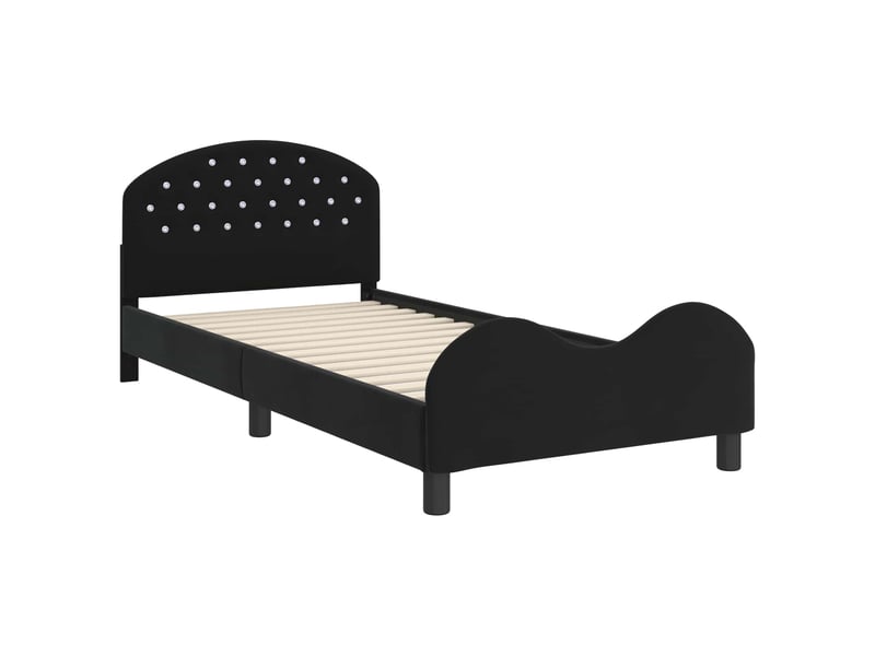 Cadre de lit pour enfants - lit jeune avec tête de lit noir 90 x 190 cm  - Conforama D