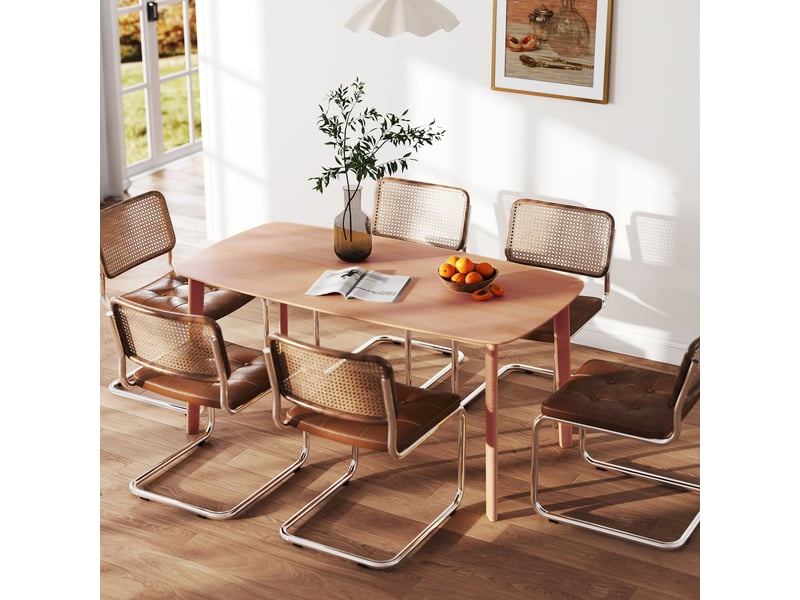  Table à manger rectangulaire pour 6 personnes table de cuisine 150 cm en bois massif 150 x 80 x 76 cm bois naturel  - Conforama D