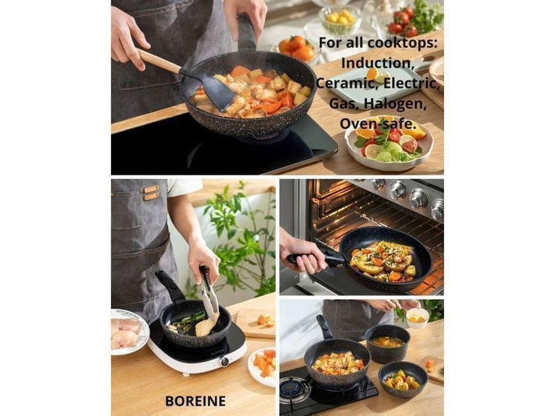 Set de casseroles 7 pieces antiadhesives pierre avec manche amovible et couvercle silicone 370018_AAAPX11980_6_DROPFR - Conforama D
