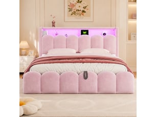 Lit coffre 180x200 cm <strong></strong>  <strong>CozyNest</strong> coloris rose