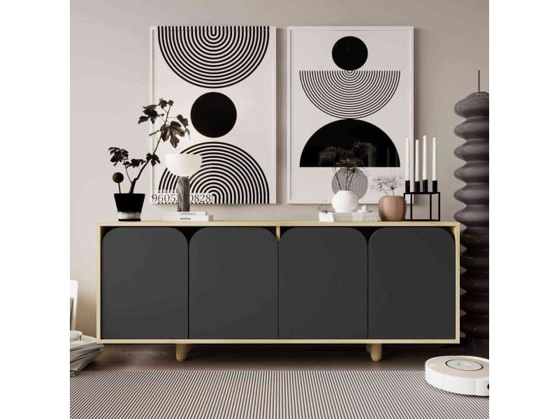  Buffet 4 portes en aggloméré lazio bohem anthracite  - Conforama D