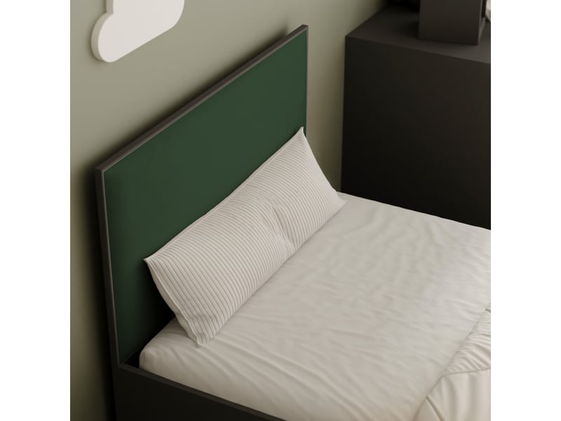 Lit coffre sashi - 90x200 cm - avec matelas - tissu velours - noir vert foncé SASHI - Conforama D
