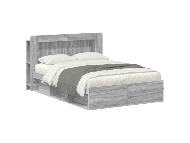 Lit double- lit adulte - cadre de lit avec rangement sonoma gris 140 x 190 cm - Conforama A