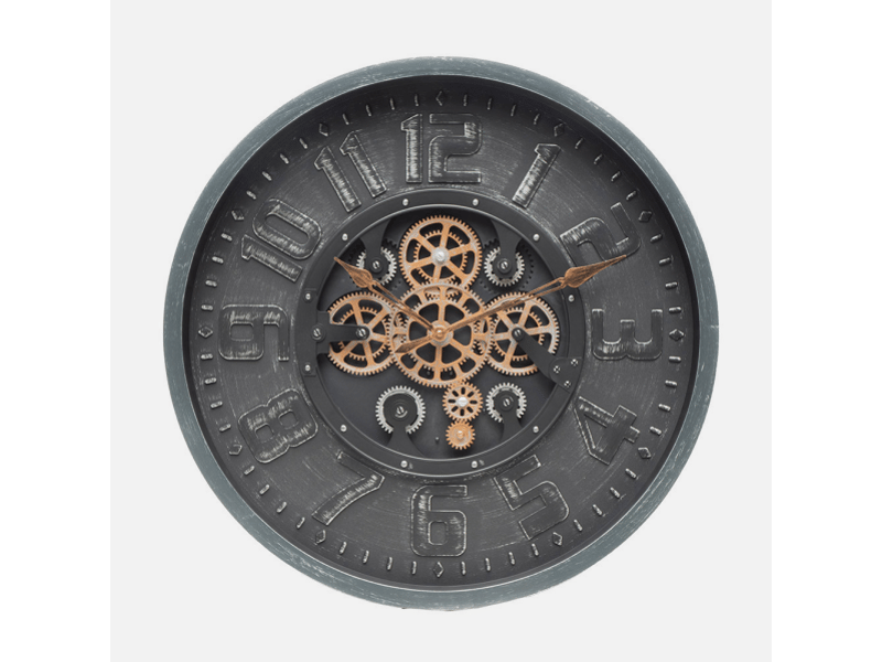  Horloge murale fabrilamp albox 60 x 60 cm noir engrenages mobiles 217316009 - Conforama E