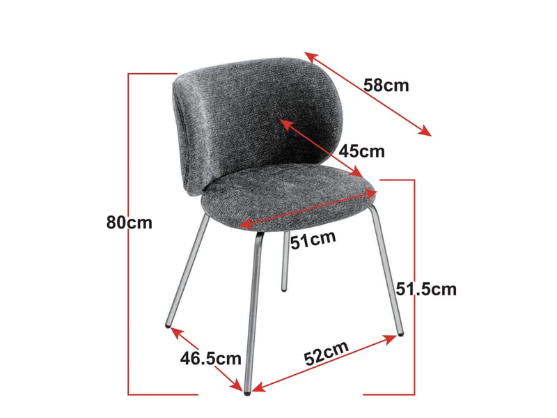  Lot de 2 chaises de salle à manger, chaise de cuisine confortable avec dossier incurvé, tissu chenille doux et pieds en métal bronze, orange  - Conforama E