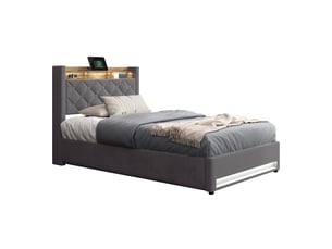 Lit coffre 90x200 cm <strong>MODENUIT </strong>  <strong></strong> coloris gris