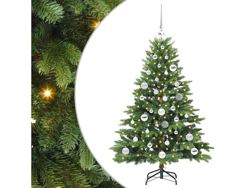 Sapin de noël artificiel, arbre de noël avec 150 led vert 120 cm pe et pvc shl3957 - Conforama A