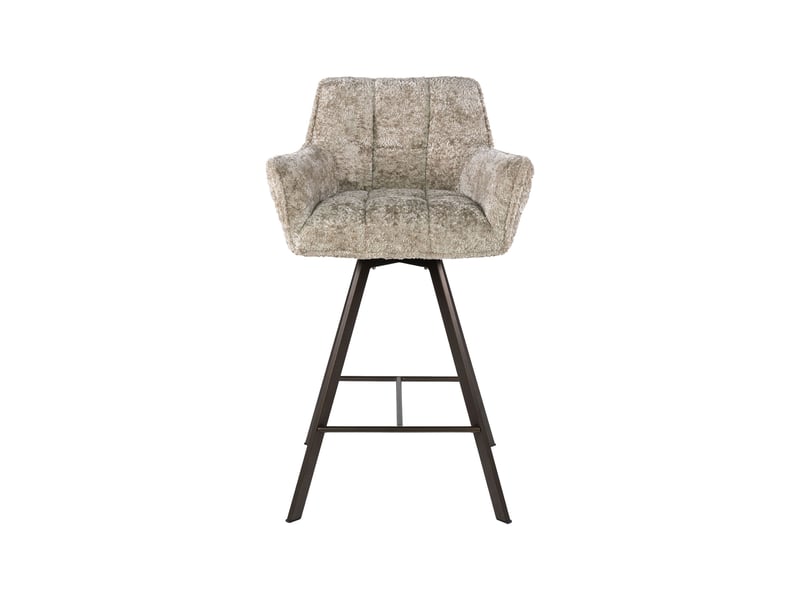  Lot 2 chaises de bar pivotantes tissu bouclette sable et bronze -jordi  - Conforama C