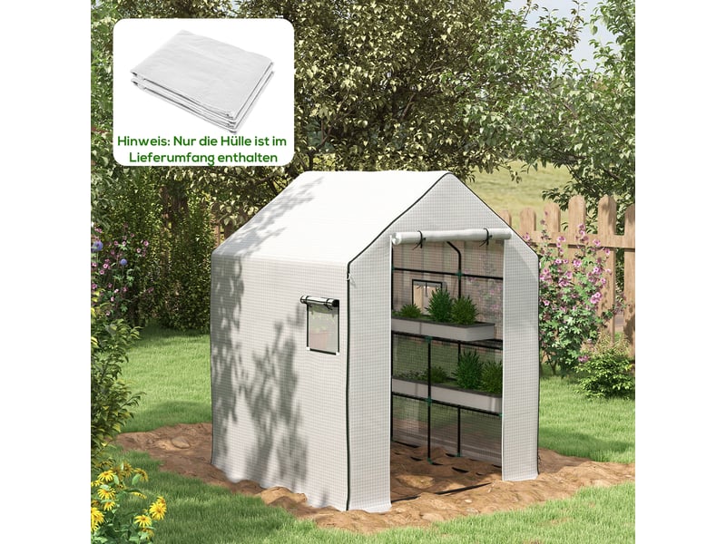  Film de protection pour serre, bâche de remplacement, étanche, pour fenêtres et portes enroulables, film seul 140 x 143 x 190 cm, blanc  - Conforama C
