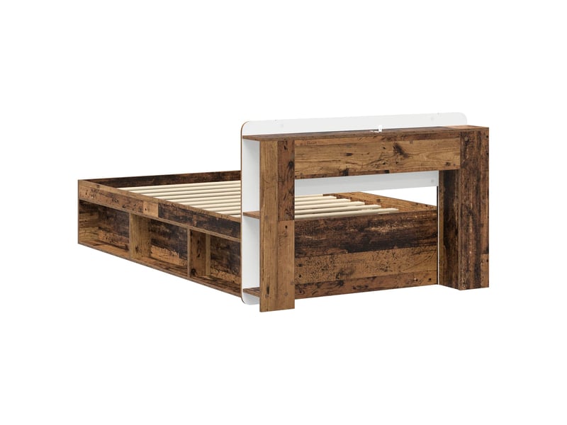  Lit simple- lit adulte -  cadre de lit avec rangement bois ancien 80 x 200 cm  - Conforama C