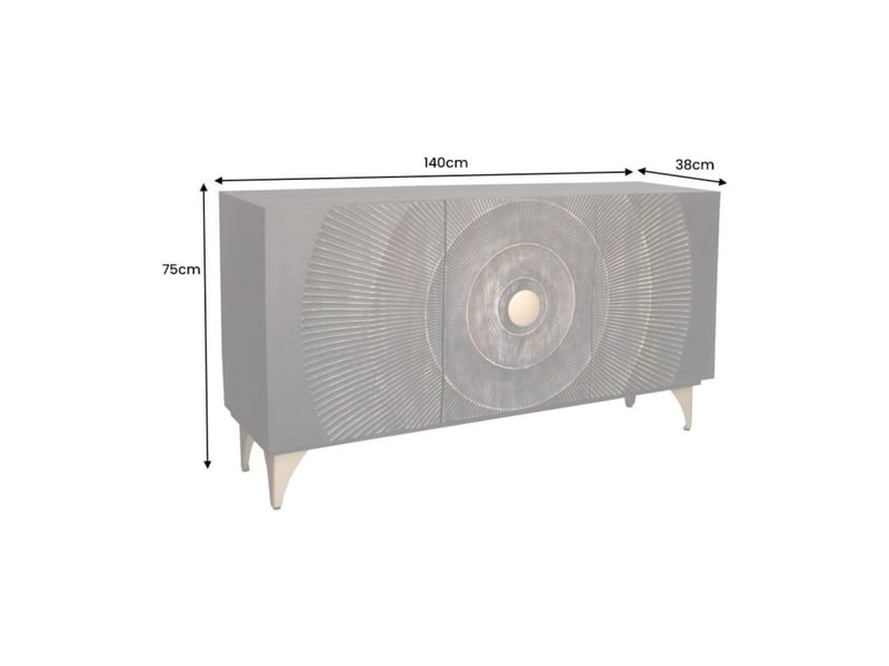  Buffet 140 cm 3 portes bois noir et doré – collection solaris  - Conforama C