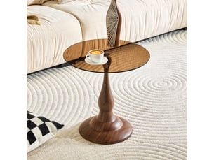 Table basse rond(e) coloris marron STILVORA - 50 cmx50 cm