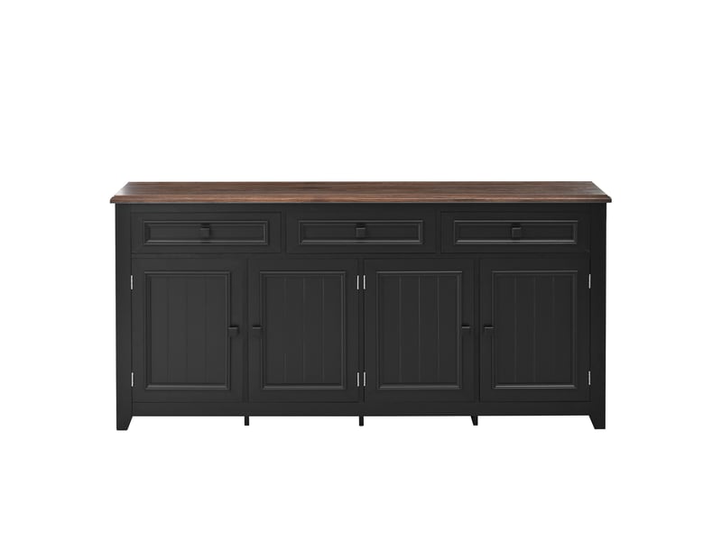 Buffet noir, 3 tiroirs, 4 portes, rangement, étagères réglables, design moderne, structure robuste - mdf - 160x35x76cm - Conforama C