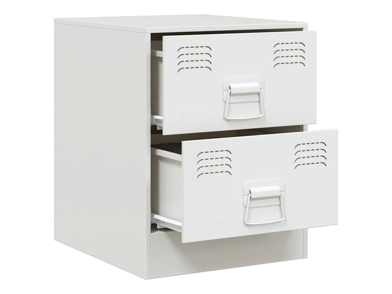  Vidaxl table de nuit blanc acier 2 tiroirs meuble rangement moderne 34,5x39x44 cm chambre coucher  - Conforama D
