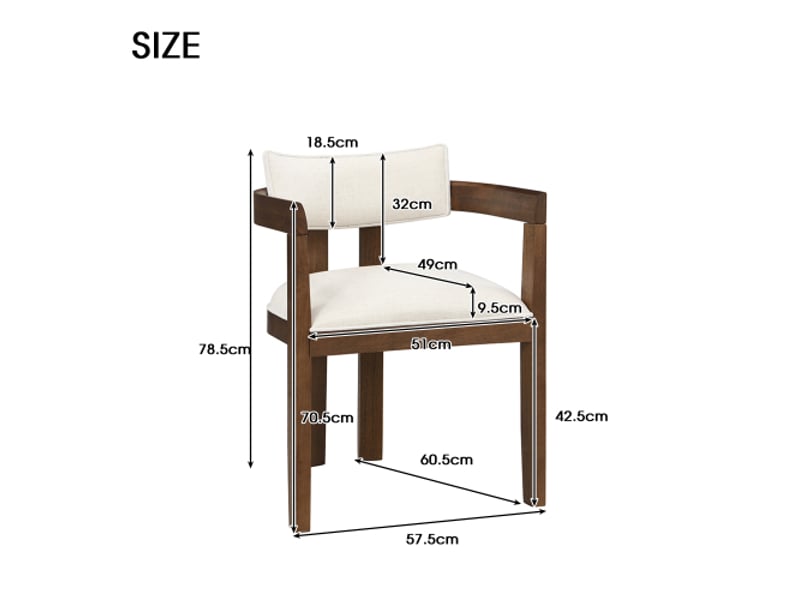 6 chaises en bois massif, assises en lin, couleur noyer, style moderne – salle à manger, salon et cafés - Conforama C