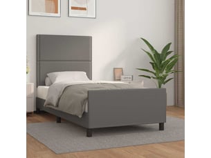 Lit adulte, lit simple, cadre de lit sans matelas gris 100x200cm similicuir cf13777