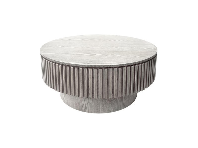  Table basse ronde 75 cm, style moderne, bois plaqué blanc rétro, avec rangement  - Conforama A