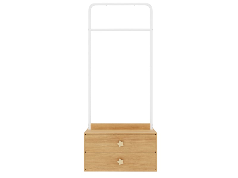 Portant à vêtements enfant 70x55x168 cm avec 2 tiroirs coloris bois naturel - Conforama E