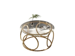 Table basse ronde,80x80x45 cm,verre trempé et métal,doré
