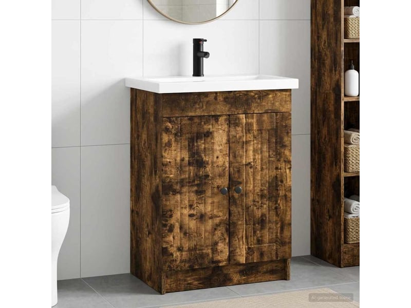 Ensemble de mobilier de salle de bain chêne fumé shl5539 - Conforama B