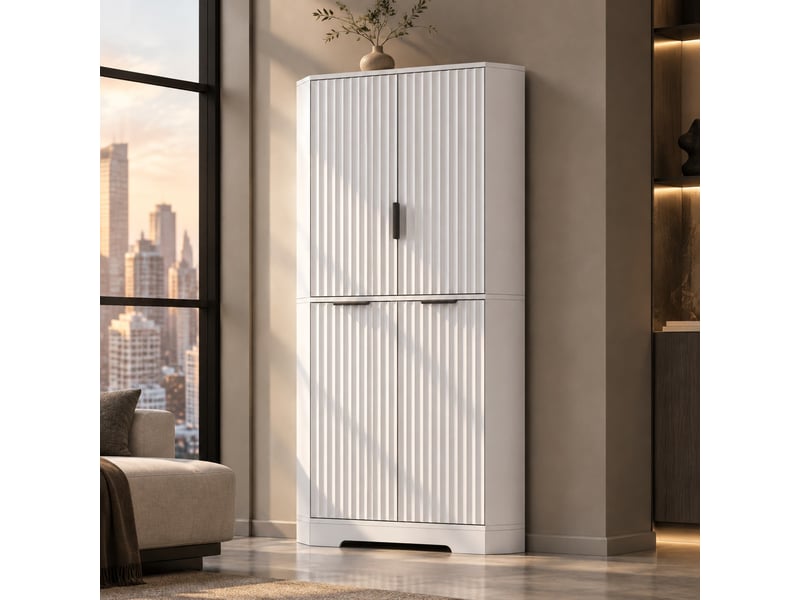 Armoire d’angle,60x60x172 cm,4 portes avec étagères réglables,mdf,blanche - Conforama B