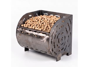 Casabel panier brûleur pellets & granulés 20cm, cap. 3kg, acier brut très épais, cheminée, insert, poêle à bois