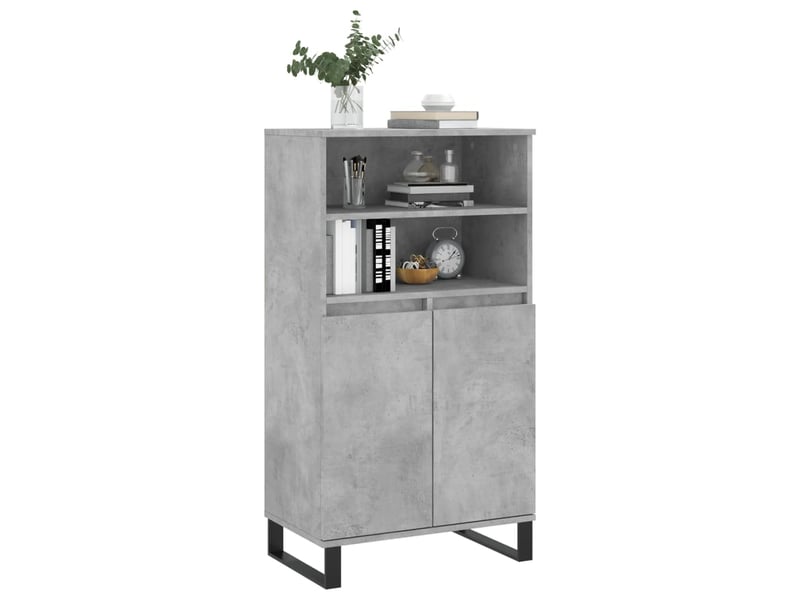  Buffet haut - bahut - meuble de rangement gris béton 60x36x110 cm bois d'ingénierie  - Conforama C