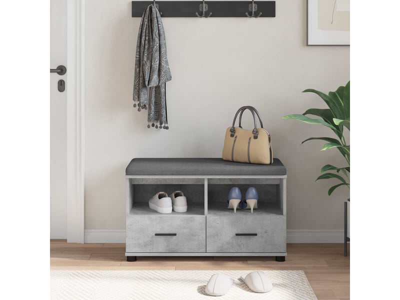  Banc d'entrée, banc interieur gris béton 80x38x46 cm  - Conforama D