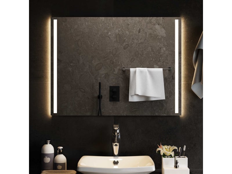  Miroir de salle de bain, miroir de toilette led transparent 80 x 60 cm verre trempé cf62618  - Conforama C
