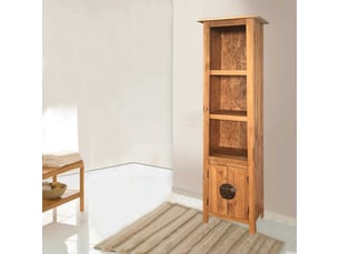 Meuble de salle de bain, armoire salle de bain autoportant bois pin massif 48x32x170cm cf65404