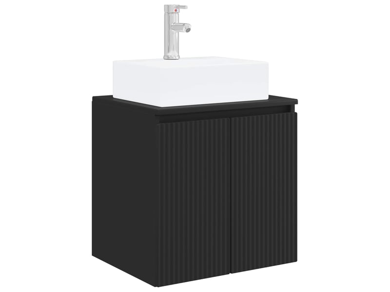 Vanité de lavabo mural, meuble de rangement noir 49.5x41x62.5 cm - Conforama A