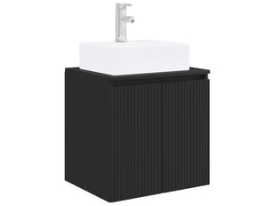 Vanité de lavabo mural, meuble de rangement noir 49.5x41x62.5 cm