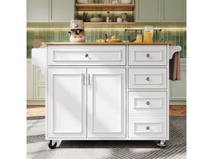 Îlot de cuisine multifonction 110x75x92 cm avec tablette pliante extensible et compartiments réglables, mdf, blanc