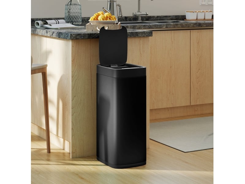  Poubelle à capteur tcqpz 50 l sans contact en métal noir 26,5 x 35,5 x 68 cm  - Conforama D