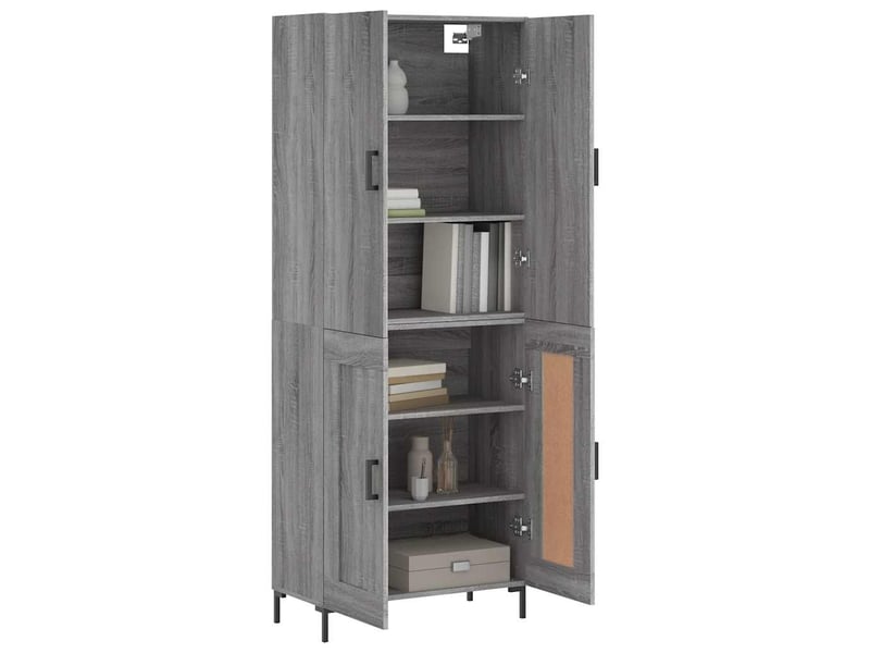  Buffet haut - bahut - meuble de rangement sonoma gris 69,5x34x180 cm bois d'ingénierie  - Conforama C