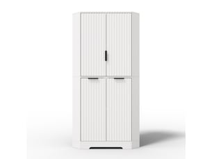 Armoire d’angle avec 4 portes et étagères réglables, 60 x 60 x 172 cm